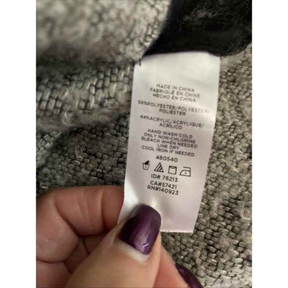 LOFT ANN TAYLOR Hooded Poncho Cape Women's XS/S Gray Open Front Boho Cozycore - Picture 9 of 9